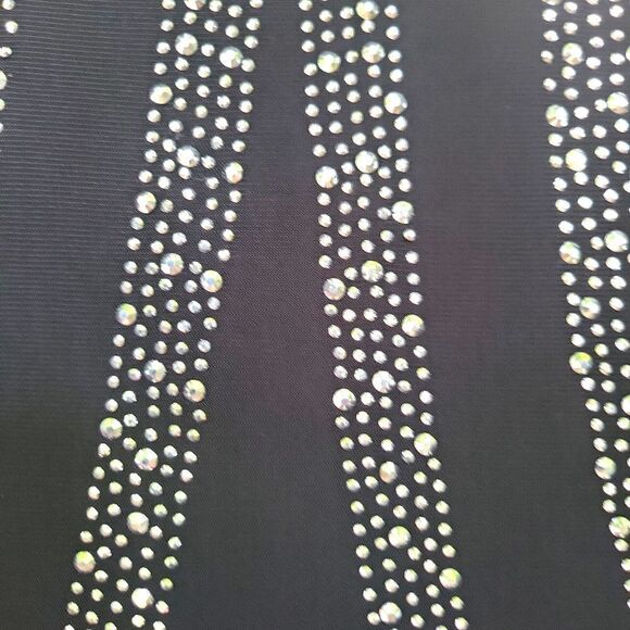 nwot Black with shiny crystals and mesh sleeves with adorned crystals, - Picture 5 of 14